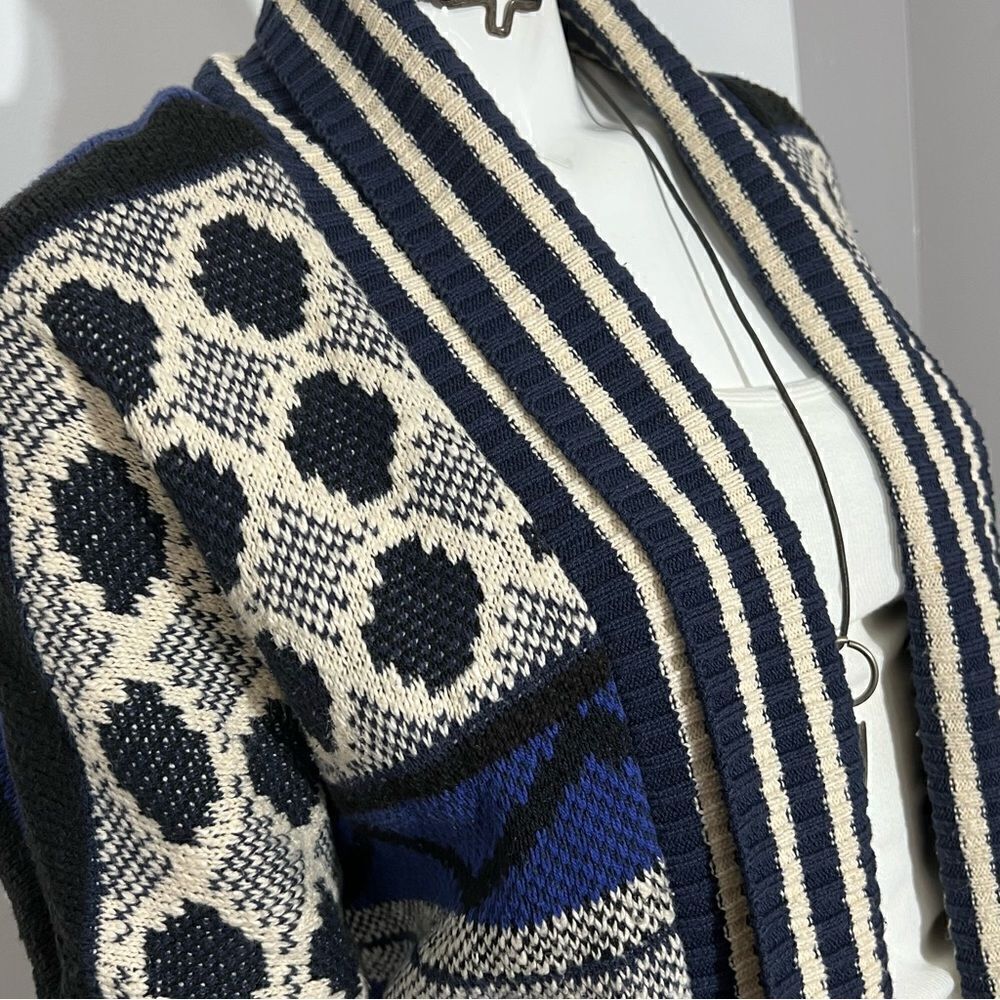 Lucky Brand Blue/Black Open‎ Front Boho Cardigan - M - Picture 7 of 14